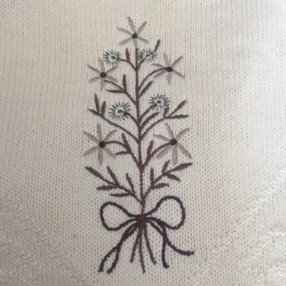 Vtg Winter Sweater-Large-Off White w/Brown & Green Embroidery- CK Grace-Canada - Picture 9 of 9